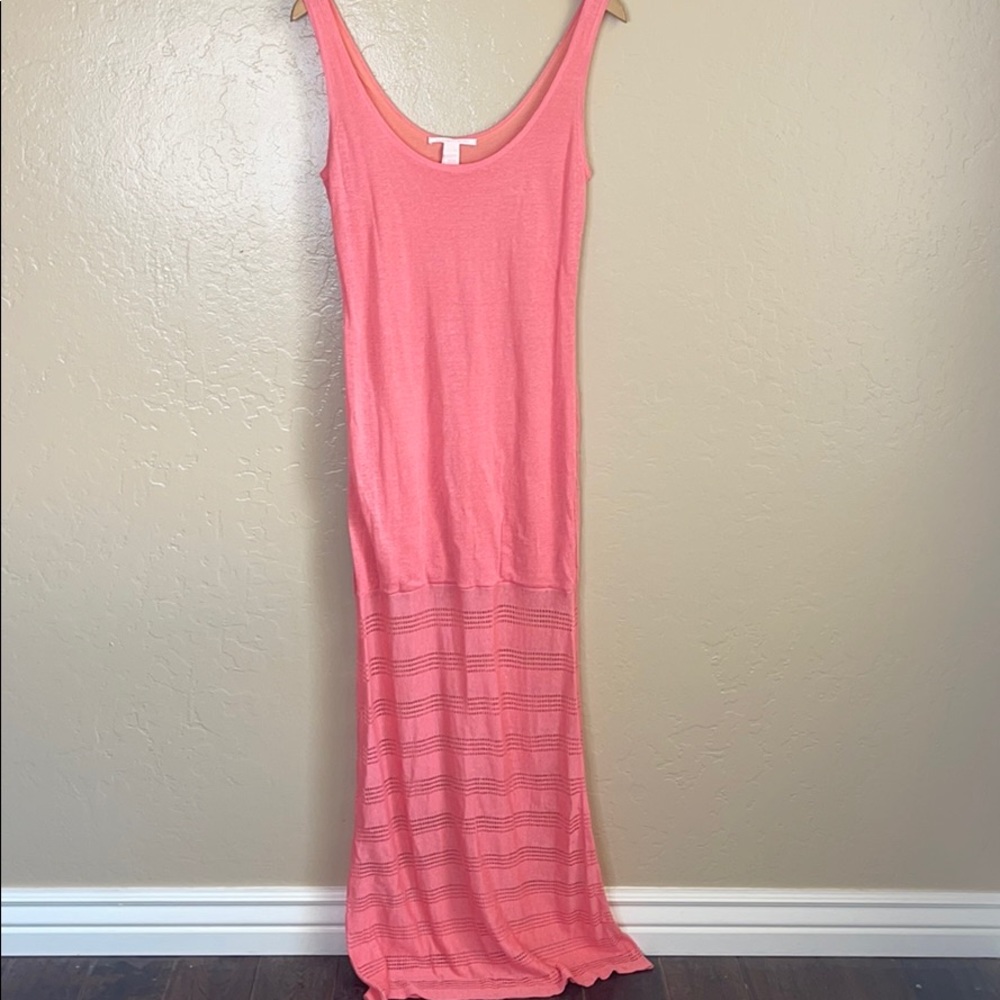 Pink Victoria secret tank maxi dress with stripe